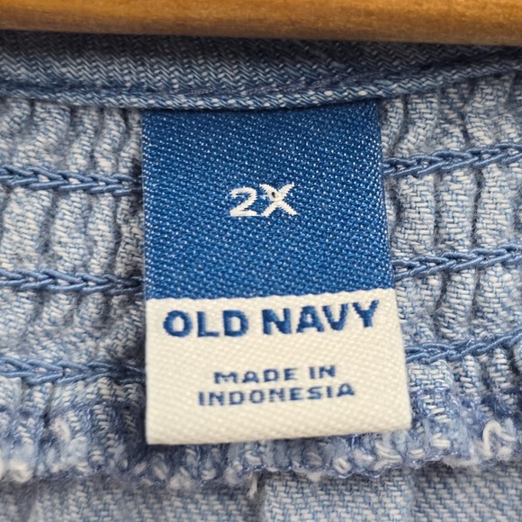 Old Navy Shirt Womens 2X Blue Long Sleeve Denim Cotton Cowgirl Boho Peasant - Picture 4 of 12
